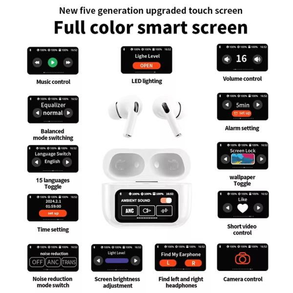 White New A9 Pro Apple Airpods Anc/enc Zhongkelqnxun Noise Reduction T