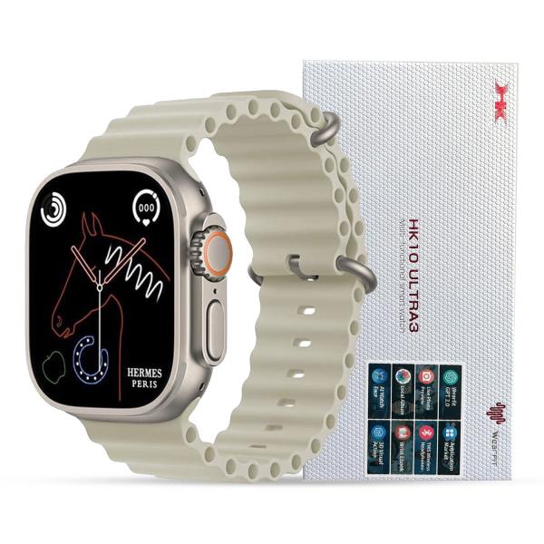 HK10 Ultra 3 2.02 AMOLED Display G-sensor AI Features With Wearfit Pro App 2 Straps Silver