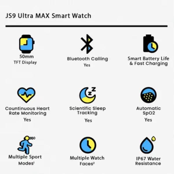 Js9 Ultra Max 2.12 Inch Amoled Screen Smart Watch Ultra 49mm Men Serie