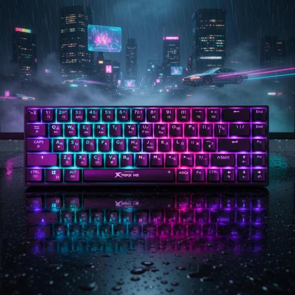 Xtrike Me GK-995W 68 Keys Wireless 2.4g Bt5.2 Tri Mode Gaming Mechanical Keyboard Black