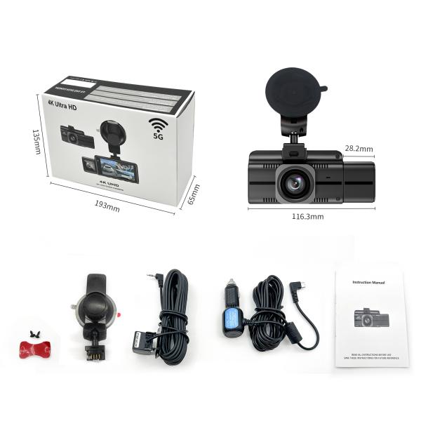 F6 3-channels WiFi 4K Ultra HD Dashcam 5g Wifi6 With GPS Compatibility