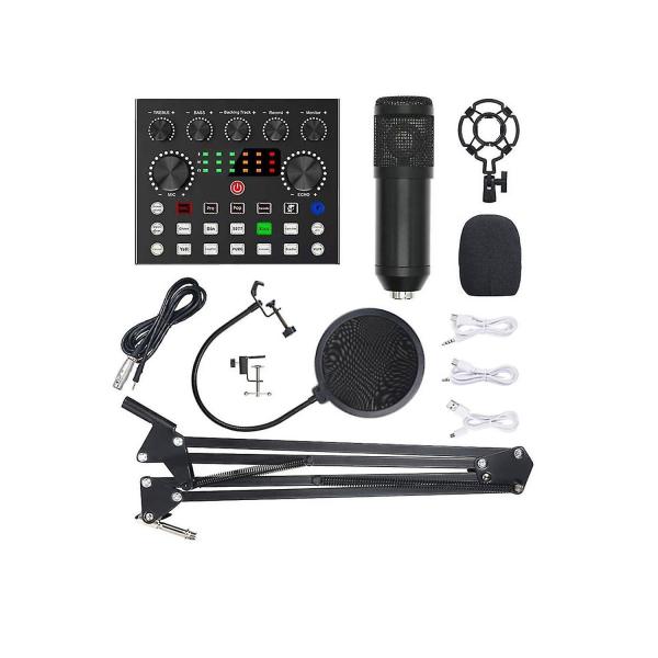 V10 Bm-800 Podcast Condenser Microphone Set With Live Sound Card, Rech