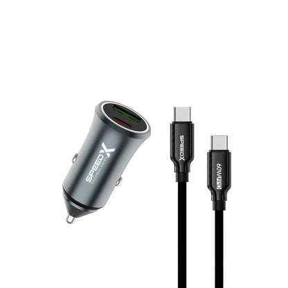SX-C40 Pro 48W Dual Port Fast Car Charger With USB-C To USB-C Cable