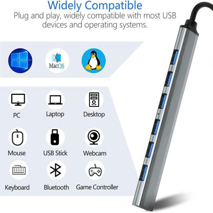 SP-UH307AL 7 Port USB 3.0 Ultra Slim Portable Hub Aluminum Alloy