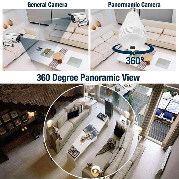 Ip Wireless Panoramic Bulb Camera 1080p Hd 2mp With V380 Pro App