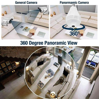 Ip Wireless Panoramic Bulb Camera 1080p Hd 2mp With V380 Pro App