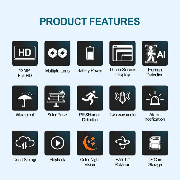 CA-WC013 Solar Outdoor 8MP Dual Lens Camera Pan Tilt Pir Motion Detection With V380 Pro App