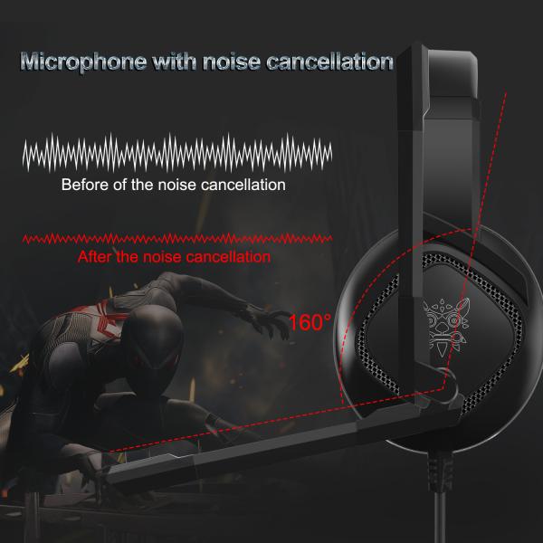 Onikuma K19 RGB Wired Stereo Gaming Headset True Noise Cancellation, Usb+3.5mm Audio Plug For Ps4/pc/xbox One Controller