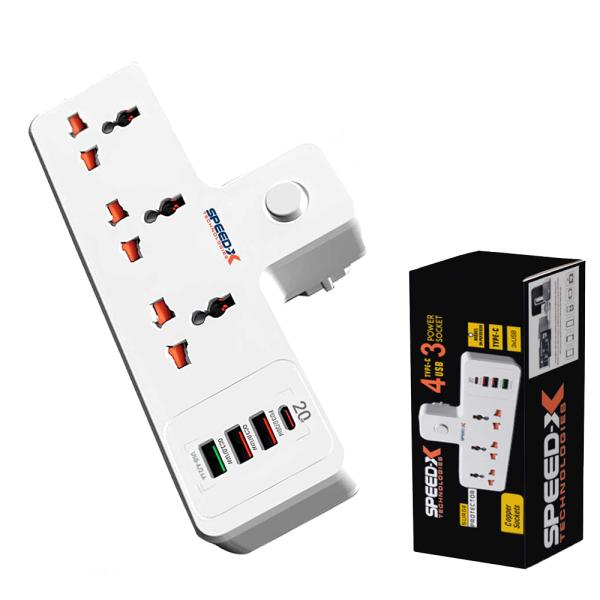 New 304puc Premium Portable Power Strip 3socket+3usb+1type-c Port