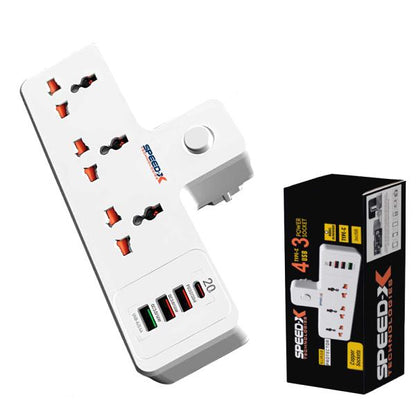 New 304puc Premium Portable Power Strip 3socket+3usb+1type-c Port