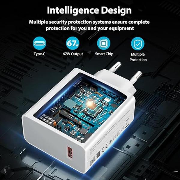 Xiaomi 67W EU Plug Qc3.0 Fast Quick Wall Turbo Charger With Cable