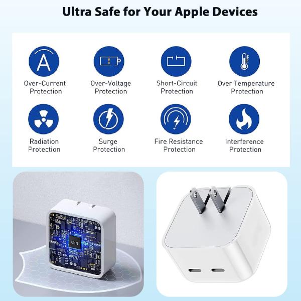 Iphone 14 Pro 2 Pin (us Pin) 50W Usb-c+c Power Adapter With USB-C To Lightining Cable