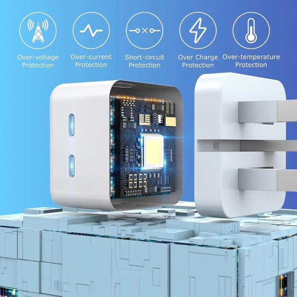Iphone 14 Pro 3 Pin (uk Pin) 50W Usb-c+c Power Adapter With USB-C To Lightining Cable