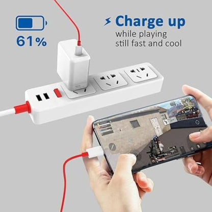 65W Original Oneplus Super Fast Warp Charge (eu Pin) With USB Type C To Type C Cable