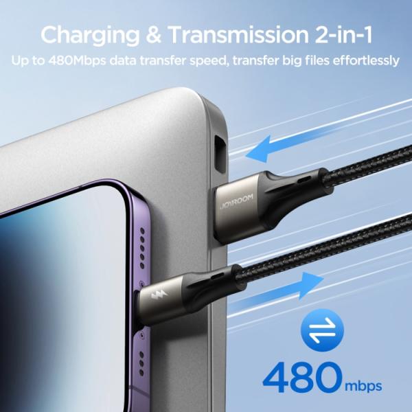 Joyroom S-A25 Light-speed Series 3a Fast Charging Data Cable (usb-a To Type-c) 2m-black
