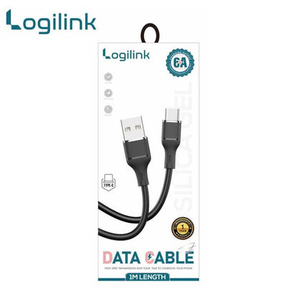 Logilink USB To Type C Silicone Fast Charging Data Cable 1m (1 Year Warranty) Black