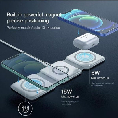 3 In 1 15W Fast Wireless Magnetic Charging Pad For Iphone, Airpods, Smartwatch
