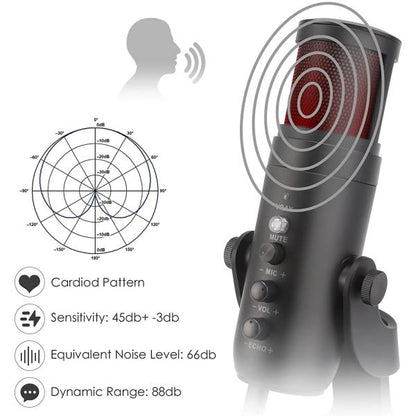 Jmary MC-PW9 RGB Professional USB Microphone For Podcasting With Noise Reduction