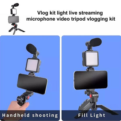 Ay-49 Video Making Kit Vlogging Tripod Triple Band Light