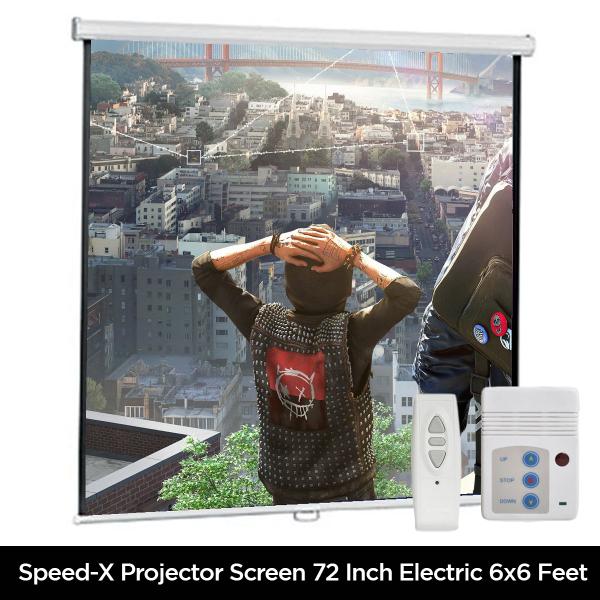 Projector Screen 72 Inch Electric Motorised 6x6 Feet 1:1mw