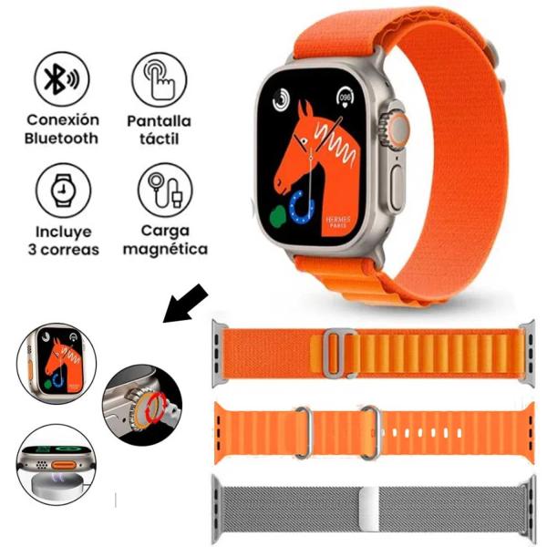 S9 Ultra 49mm (3 Straps) Smart Watch Series 9 With Metal Milanese Stra