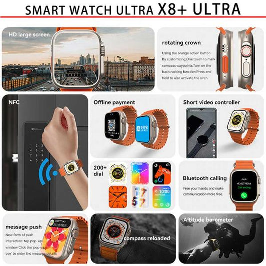X8 Plus Ultra Smart Watch Series 8 Nfc 2.08 Inch Always-on Display & W