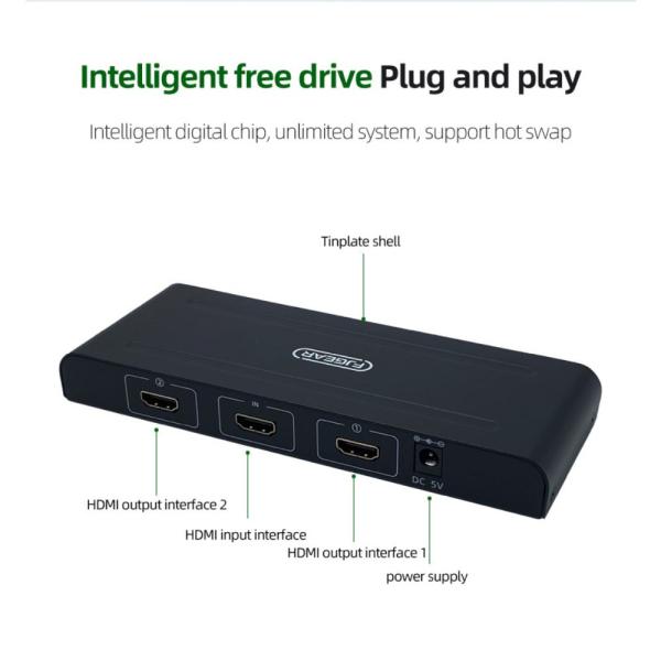 FJ102 HDMI Splitter 2 Port 4K Big Size