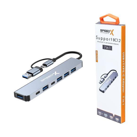 SP-TC701 7 Port 2 In 1 USB 3.0 & Type-C Ports Aluminum Alloy Portable Hub