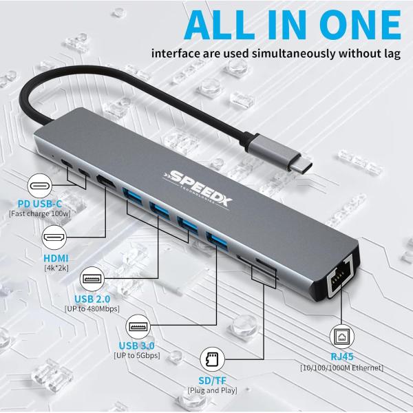 (sp-tc1001) 10 In 1 Multi Port Type C HDMI 4K Converter Good Ic Big Packing