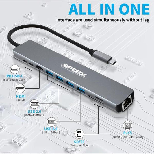 (sp-tc1001) 10 In 1 Multi Port Type C HDMI 4K Converter Good Ic Big Packing