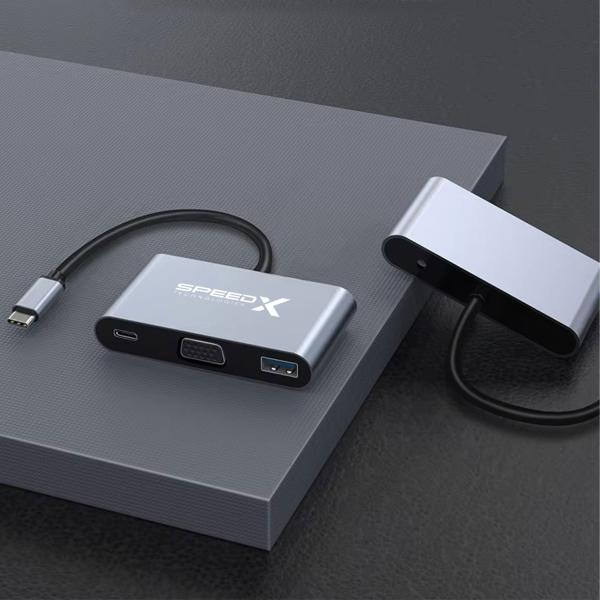Speedx Sp-tc01 Type-c 3.1 To Vga+otg C+usb 3.0