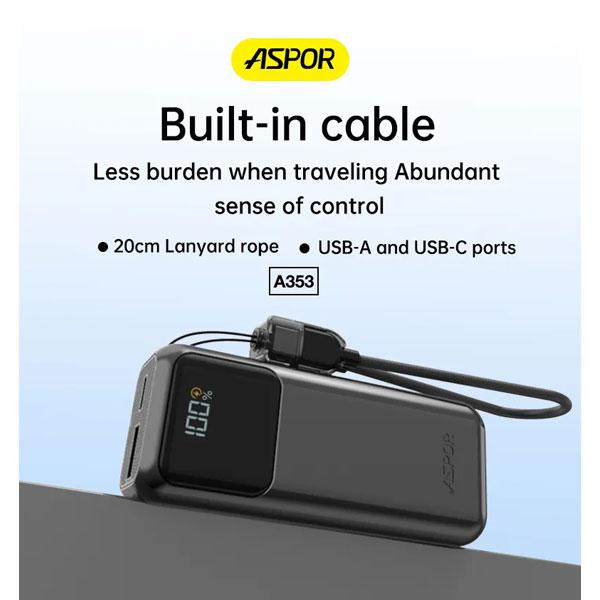 Aspor A353 Pd+qc 10000mAh Mini Fast Charging Power Bank
