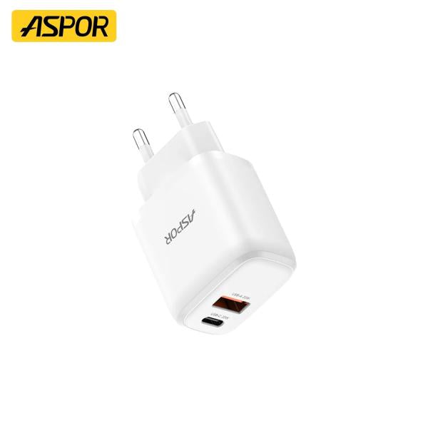 Aspor A821EU 20W PD & QC Dual-port Fast Charger (eu Plug)