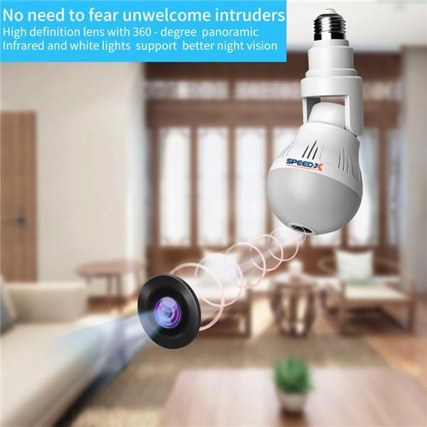 Wifi Flexible Light Bulb Camera 1080p Hd Wireless 360 Degree Panoramic