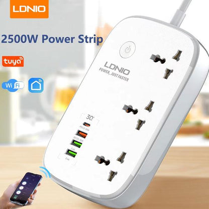 Ldnio SCW3451 2500W WiFi Smart Power Extension 3 Sockets 1 USB-C + 3 Usb-a
