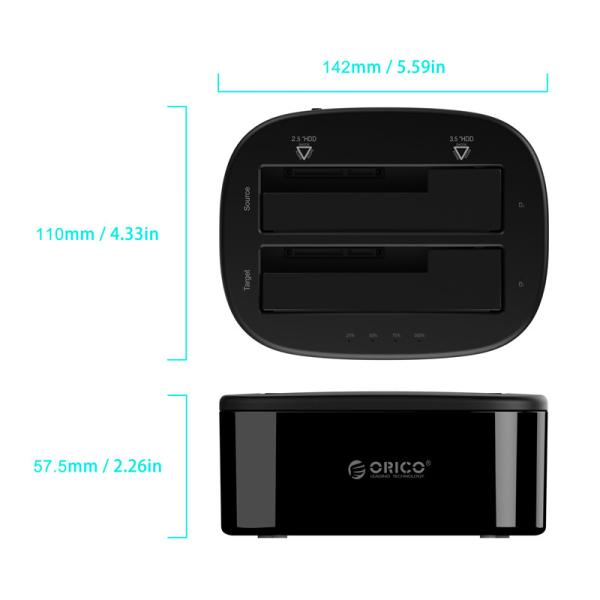 Orico (6228us3) 2.5/3.5 Inch Usb3.0 1 To 1 HDD And SSD Hard Drive Dock