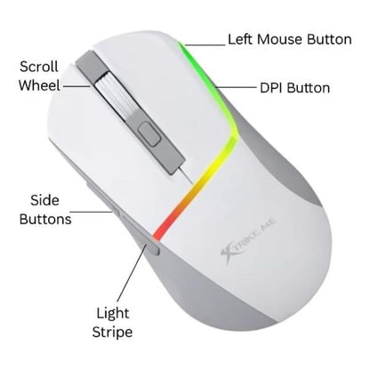 Xtrike Me GM-322 Wired Gaming Mouse 7200 DPI RGB Backlight Ergonomic Design White