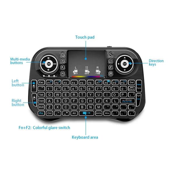 Speedx I10 Mini Wireless+bluetooth Touchpad 7 Color Backlit Light 2.4g
