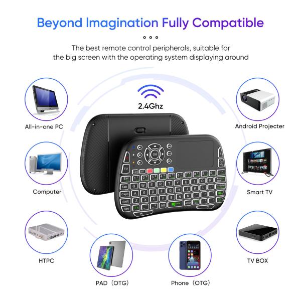 M9 Bluetooth Mini Wireless Keyboard 7 Backlit 2.4g Air Mouse Remote To