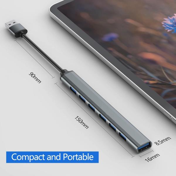 SP-UH307AL 7 Port USB 3.0 Ultra Slim Portable Hub Aluminum Alloy