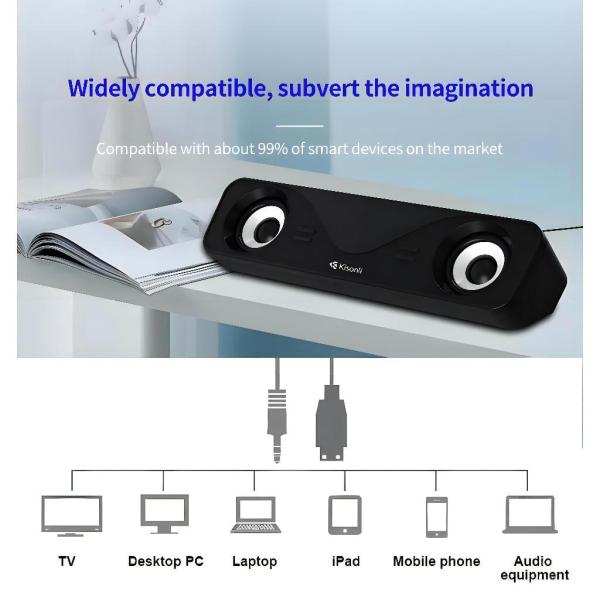 Kisonli I-610 USB Home Theater System Soundbar Speaker For PC Or Laptop
