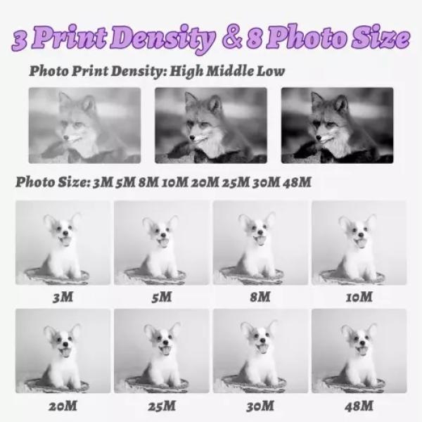 D8S Childrens Time Front/back Rear HD Digital Thermal Print Camera 1080p 48MP Purple