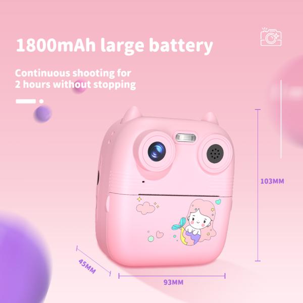 D8S Childrens Time Front/back Rear HD Digital Thermal Print Camera 1080p 48MP Pink