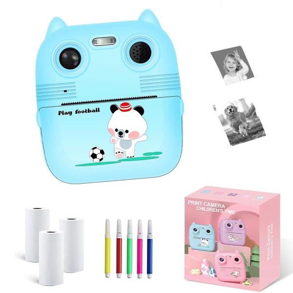 D8S Childrens Time Front/back Rear HD Digital Thermal Print Camera 1080p 48MP Blue
