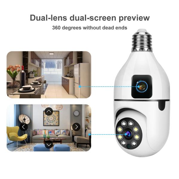 Speed-x Sp-e28-2 Dual Lens Bulb Camera 1080p Wifi Panoramic Night Visi