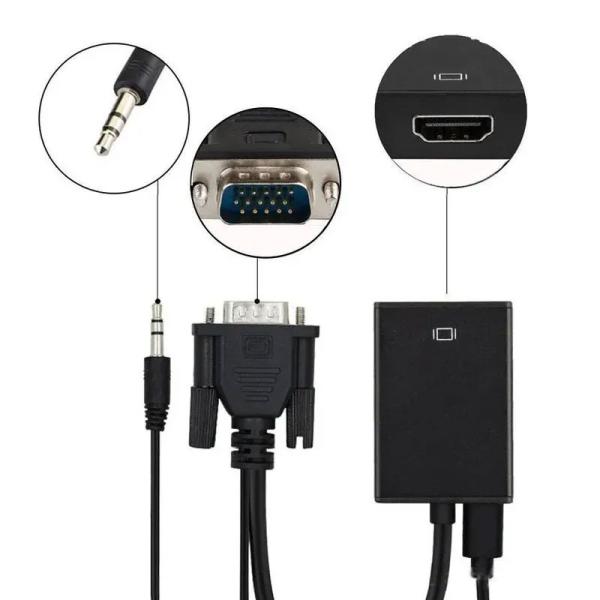 (sp-vh108) VGA To HDMI 1080p Adapter With 3.5mm Audio Output Jack