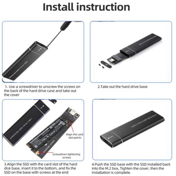 M2 Ssd Enclosure, Usb 3.1 Gen 2 (10 Gbps)