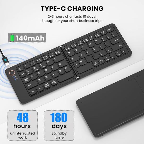B023 11 Inch Foldable & Rechargeable Bluetooth Keyboard