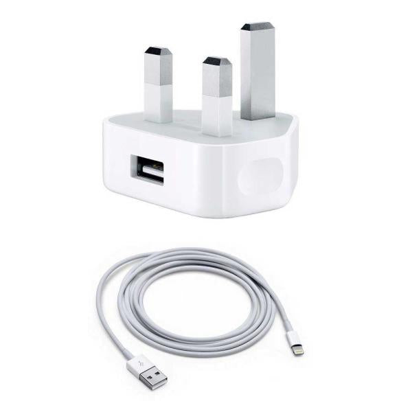 Iphone USB 5W Power Adaptor Uk Pin With Lightning To USB Cable