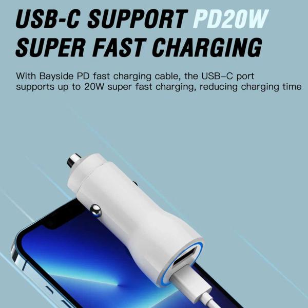 Aspor A910 Fast Car Charger QC 3.0 Dual Aluminum Metal 38W PD Portable